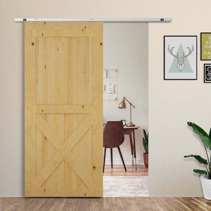 Complete sliding door kit 4 x 93 cm (px): rail, rollers, screws