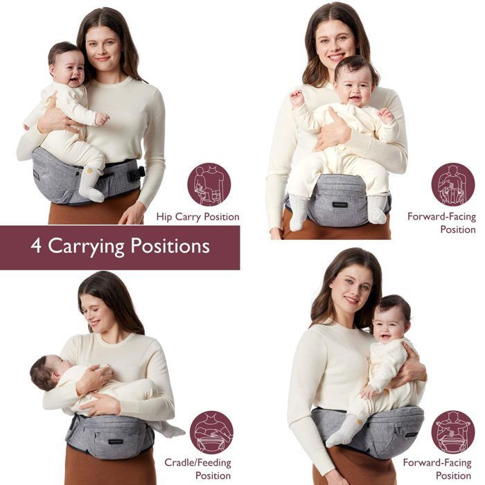 Portabebés ergonómico ajustable Momcozy, para recién nacidos y niños pequeños de hasta 20 kg, gris, talla mediana.