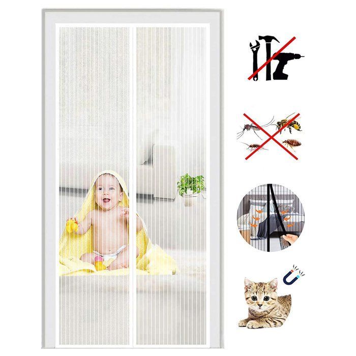 Moustiquaire Porte Magnétique FREOSEN - 120x220CM - Fermeture Auto - Bande Adhésive