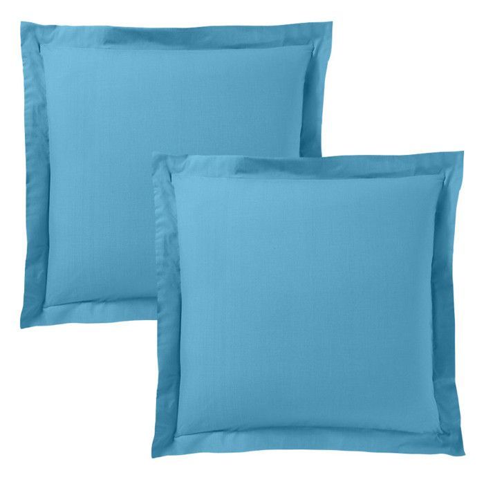Hochwertiger Kissenbezug, alle Größen – Premium Cyan – 63 x 63 cm, flach gesteppter Rand