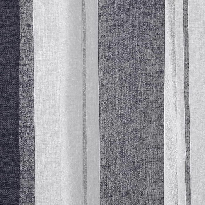 Topfinel Rideau Voilage 140x225cm BlancGris Rayures 2 Panneaux Transparent Voilage Fenetre à œillets d'intérieur pour Salon Chambre
