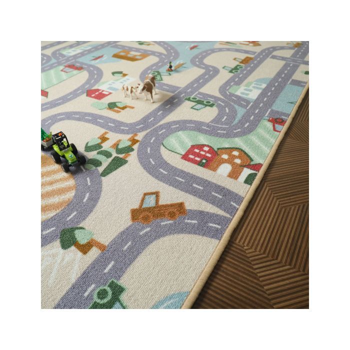 Alfombra de juegos infantil - Pista de coches - Campo - 160 x 230 cm