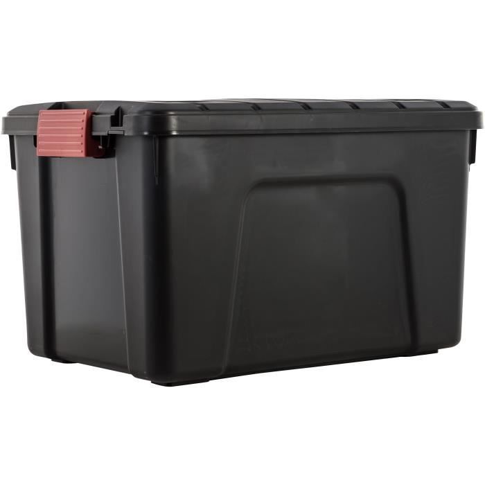 IRIS OHYAMA Juego de 3 cajas de almacenamiento DIY - Store It All - 60 L - Negro y rojo - 59 x 39,5 x 35,5 cm