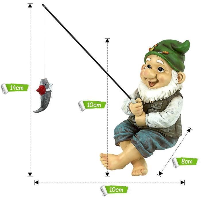 Gnomo de Jardim Ornamental, Gnomo de Jardim Divertido com Vara de Pesca, Estátua para Jardim Externo, Esculturas e Estátuas para Jardim