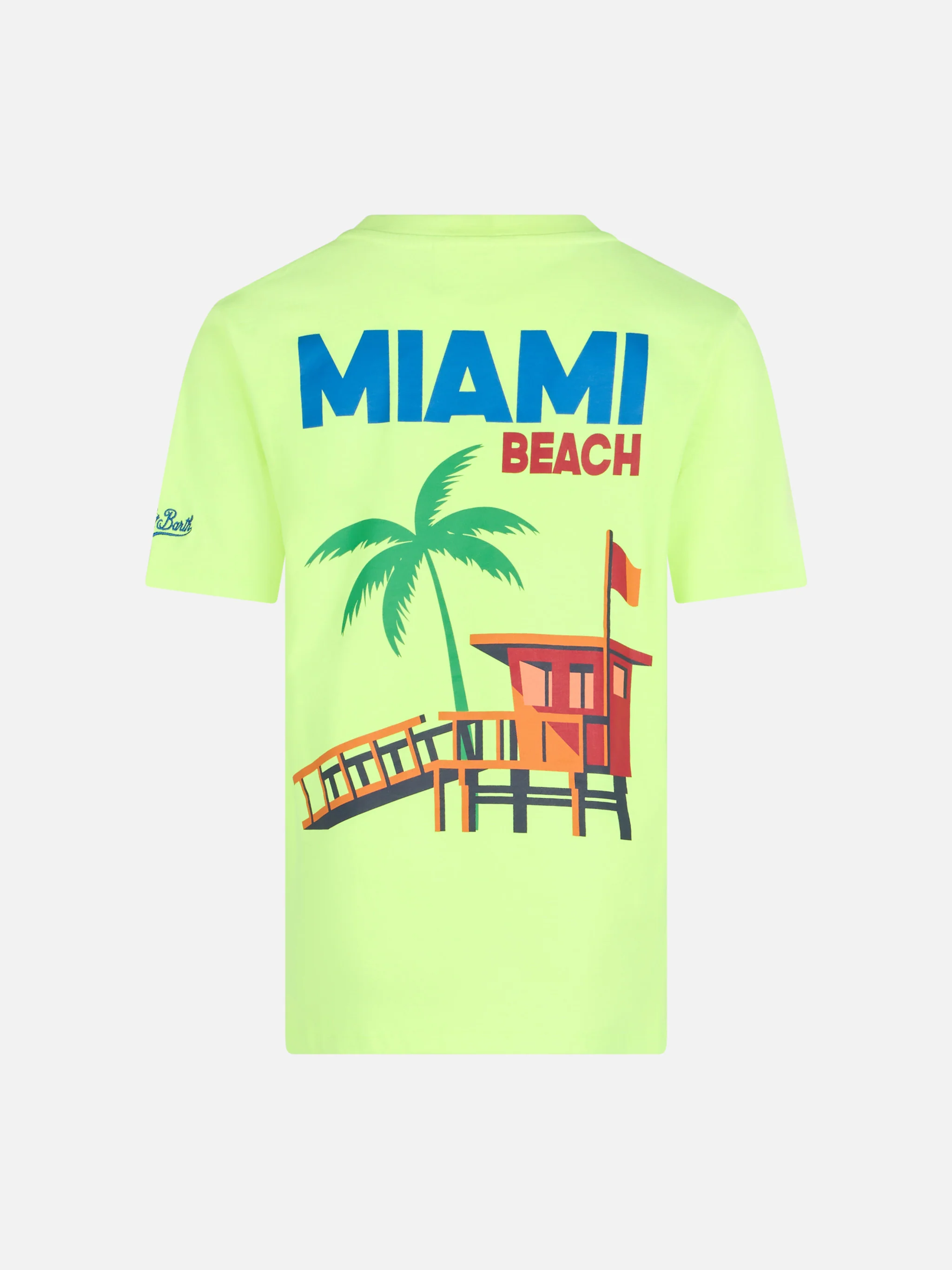 Kinder-T-Shirt aus Baumwolle mit Postkartenmotiv von Miami Beach