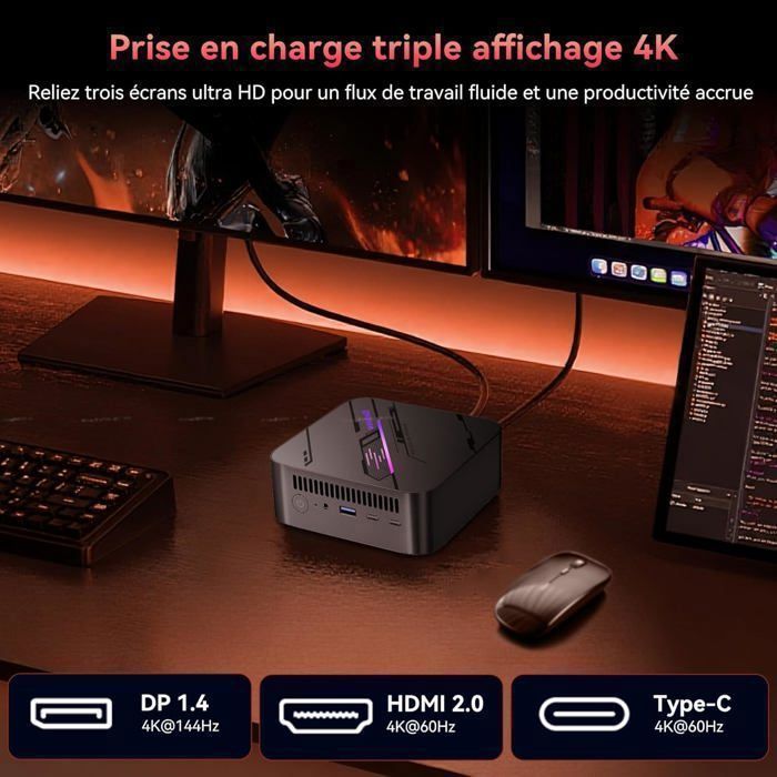 Blackview MP100 Mini PC - AMD Ryzen 7430U (6C/12T, up to 4.3 GHz) - Windows 11 Pro - 16GB DDR4 RAM - 512GB SSD - Bluetooth 5.2 - WiFi 6 - 4K HD
