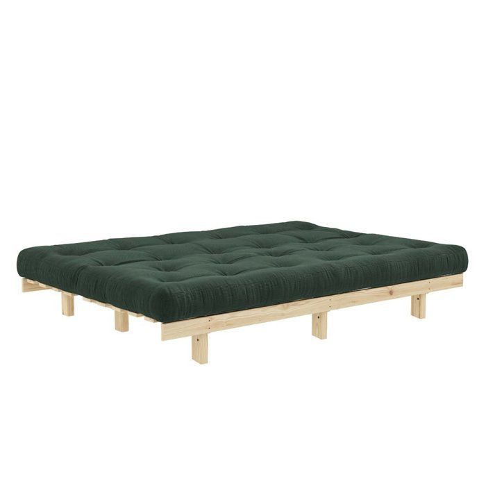 Banquette convertible futon LEAN bois de pin coloris algue 130x200 cm