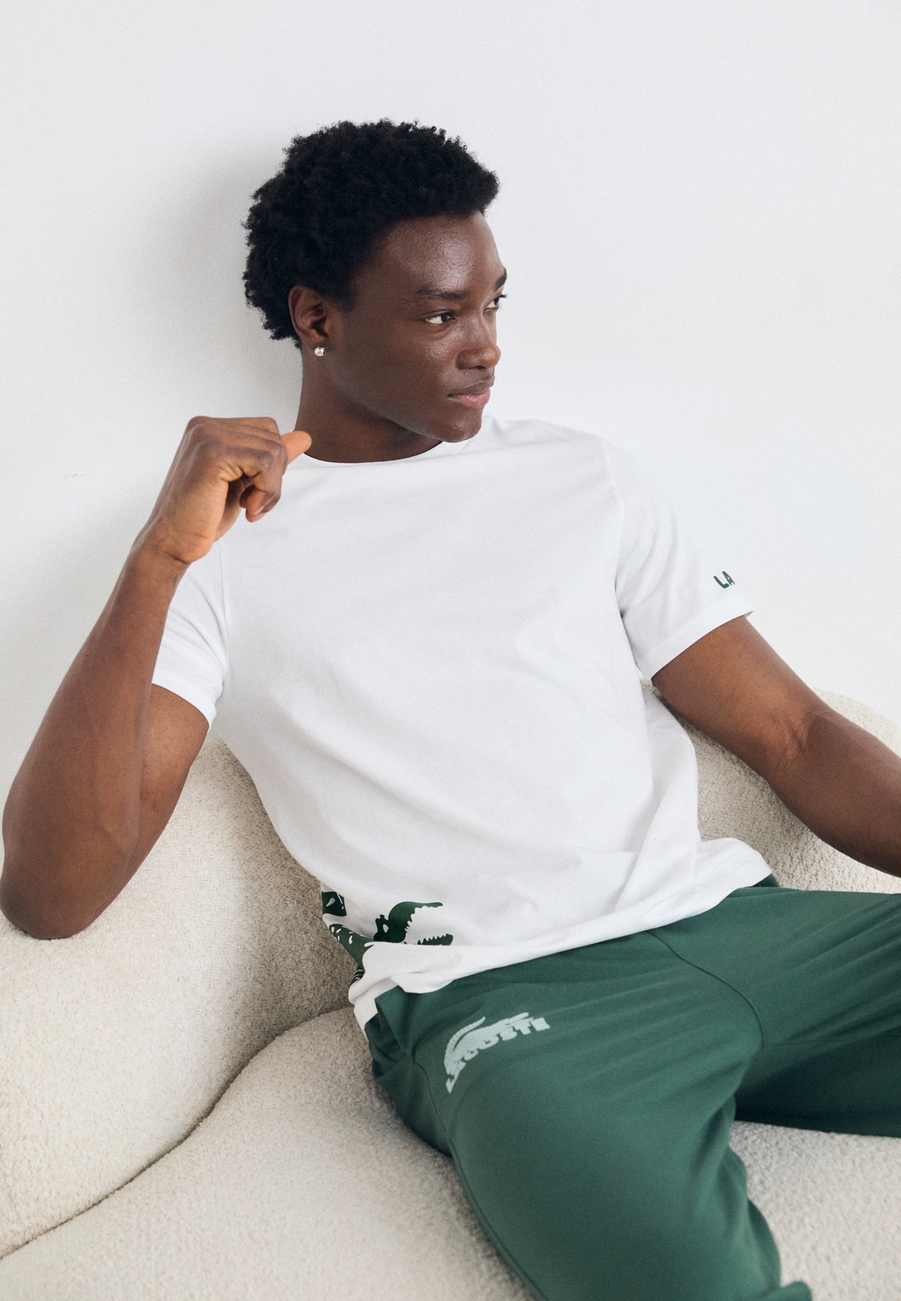 Lacoste Pyjamaoberteil – weiß/thymian
