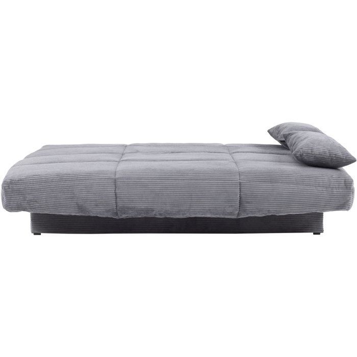 Banquette clic-clac CLEM - 3 places - Tissu velours côtelé - Velour gris - Densité 20kg/m3 - 190 x 90 x 92 cm - Fabriqué au Portugal
