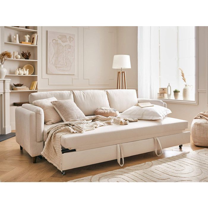 Brooke - Sofá cama de 3 plazas - en terciopelo - Beige