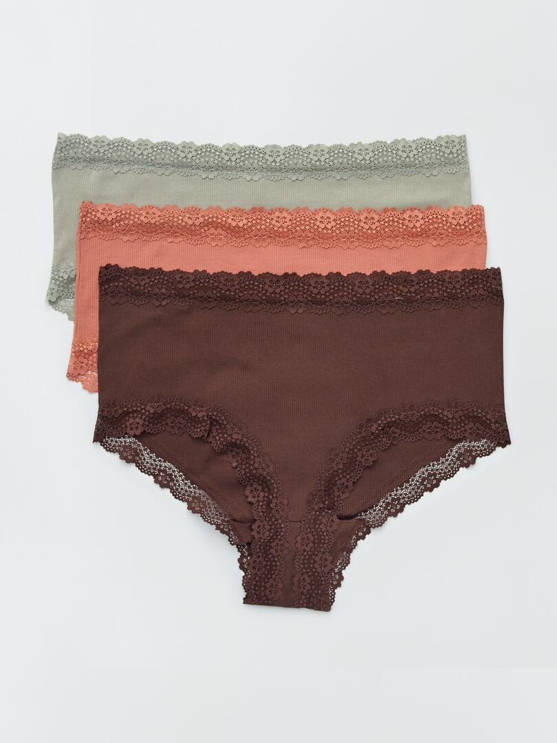 Set van 3 geribbelde culottes - GRIJS