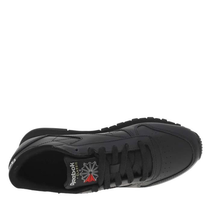 Reebok Baskets running femme cuir noir - lacets, semelle antidérapante