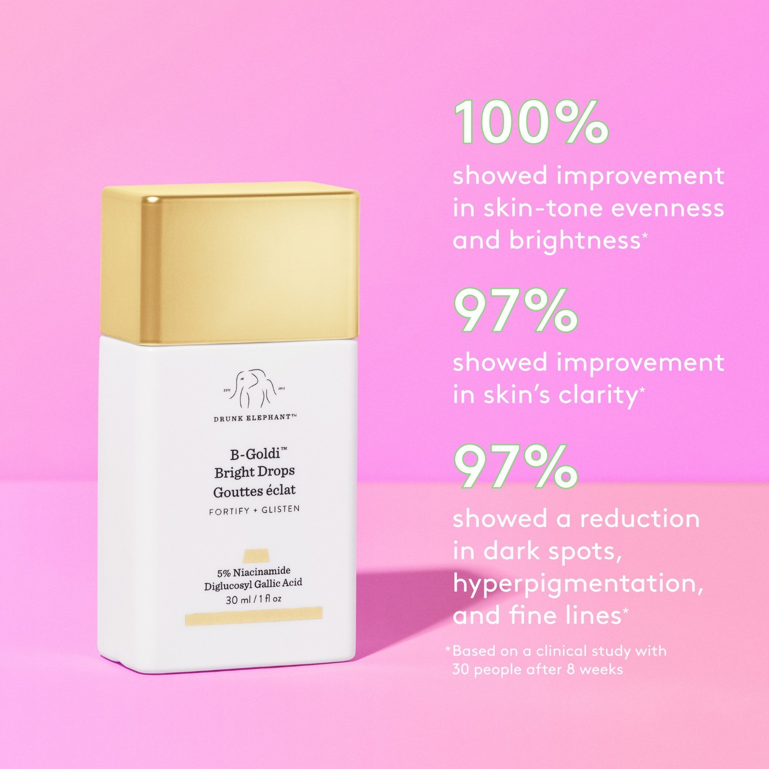 Pijani slon, sijoči serum B-Goldi™, svetle kapljice - 30 ml