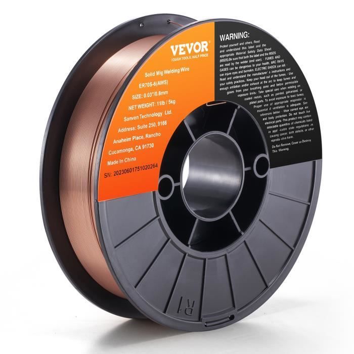 Welding Wire - VEVOR - MIG Welding Wire Solid ER70S-6 Mild Steel 0.8 mm 5 kg