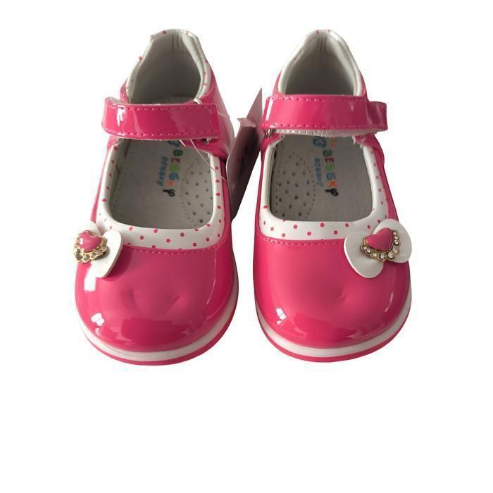 Zapatos - Bebé - Niña - Mary Janes - Zapatos tipo T - Piel - Charol - Rosa - Fucsia - Estampado de corazones - Tallas 22 a 25