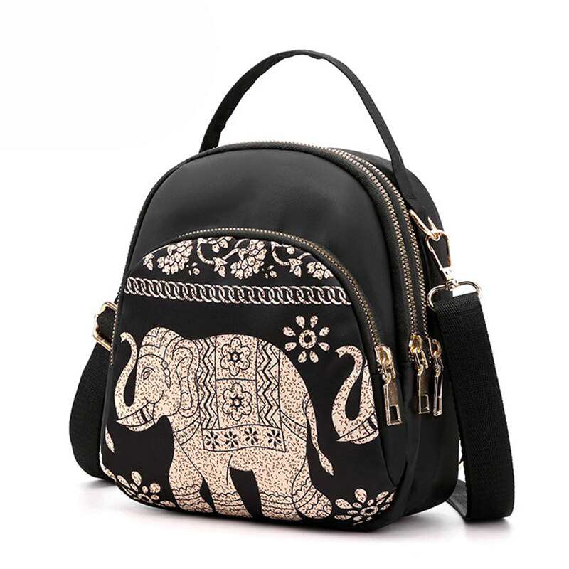 Zaino Yogodlns alla moda in nylon per donna, borsa a tracolla multifunzionale con stampa impermeabile, zaino da viaggio per donna