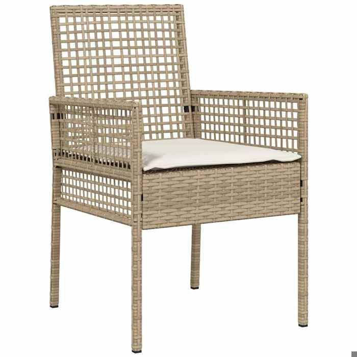 Conjunto de comedor de jardín - BURKE - Poliratán - Beige - Resistente a la intemperie - 80x80x75 cm - 1 mesa