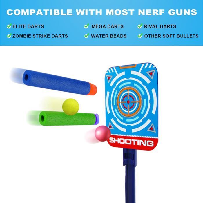 Cible de Tir pour Nerf avec Pistolet Jouet,Cible Electrique Automatique avec 20 Flechette Jeux Enfant Garçon Fille 3 4 5 6 7 8 9