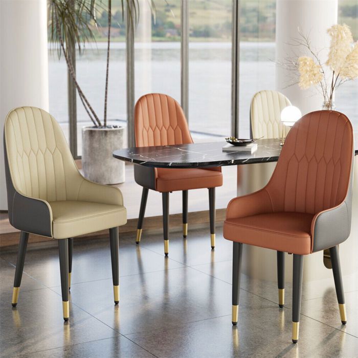 Chaises de Salle à Manger Lot de 2 Chaise de Cuisine Confortable Fauteuil de Table à Manger en Cuir 52x49x90cm