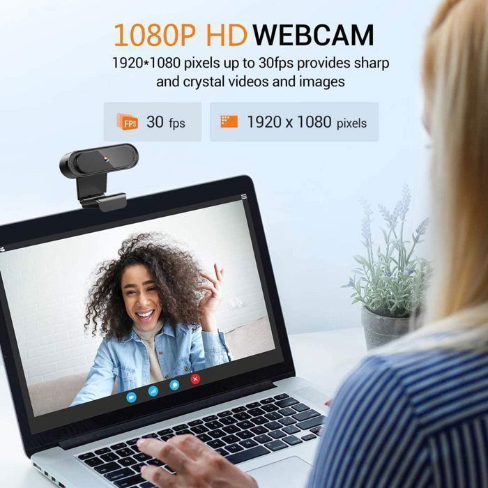 1080P Webcam - OTBACT - Full HD - Noise-Cancelling Microphone - USB Plug and Play - Windows/Mac Compatible