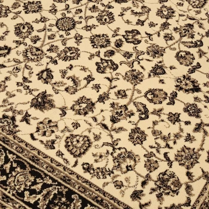 Tapete oriental retangular 140x200 em marfim com padrão ancestral tecido LYN1 NOMED