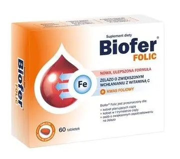 Biofer Folic, Żelazo o zwiększonym wchłanianiu z kwasem foliowym i witaminą C, Tabletki