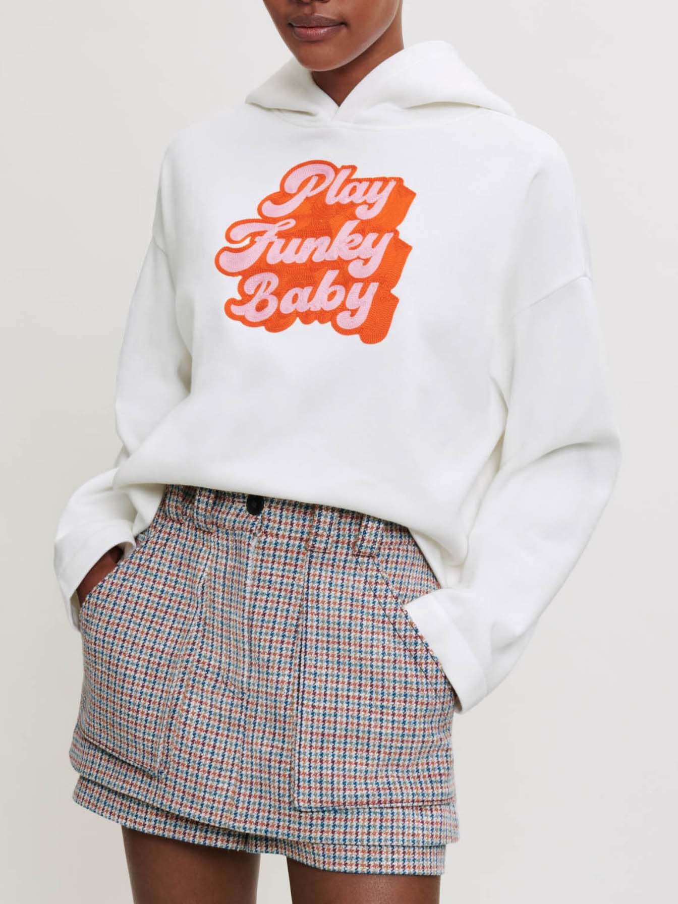Sweatshirt met borduursels uit de jaren 70 - Wit