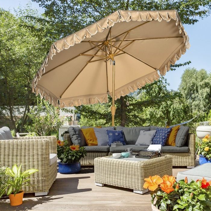 Outsunny - Parasol - Polyester - 264x264x240cm - Kaki