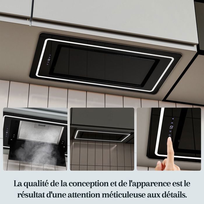 FIREGAS 52cm Built-in Cooker Hood - 450m³/h Extraction Rate - Efficient and Quiet - 9 Speeds - Black - Energy Class A+
