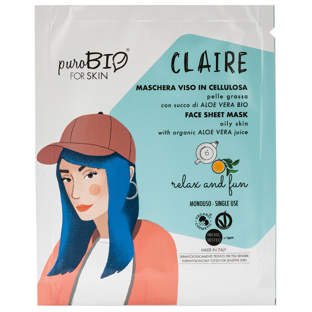Viso CLAIRE Maschera Viso In Tessuto - Pelle Grassa -RELAX AND FUN - Maschera Purificante viso