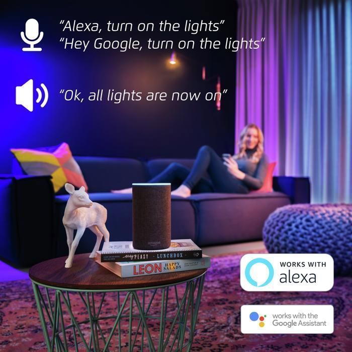 Bombilla LED TRUST con conexión WiFi B22 - Bombilla LED inteligente - Colores blanco y RGB - Ambiente personalizable - Asistente de voz