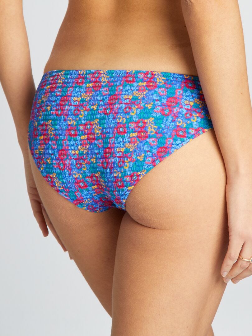 Majtki bikini z dzianiny tłoczonej - NIEBIESKIE