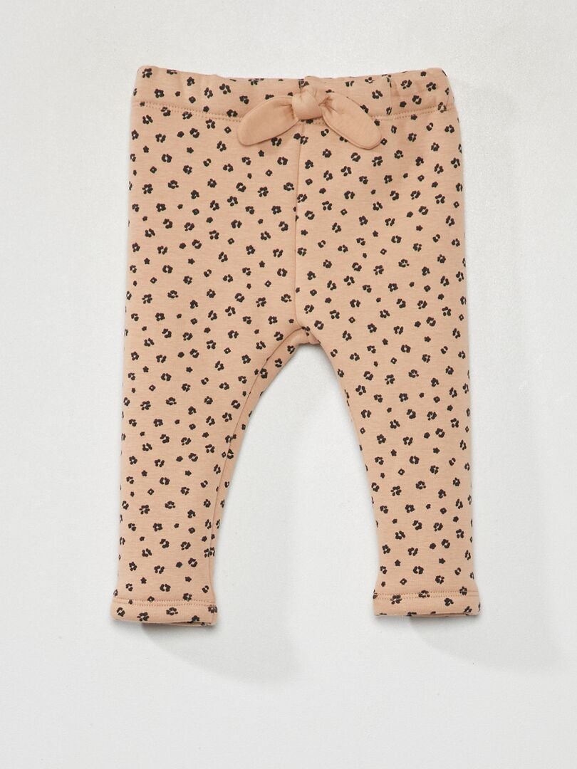 Bedrukte fleecebroek - Altijd warmer - BEIGE