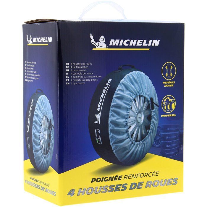 Sett med 4 universal oppbevaringsposer til hjul eller dekk - MICHELIN - 15'' til 19'' - Laget av nylon med forsterket håndtak.