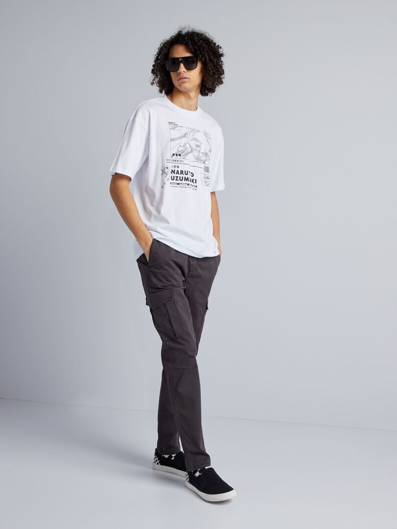 Slim fit broek met meerdere zakken - ZWART