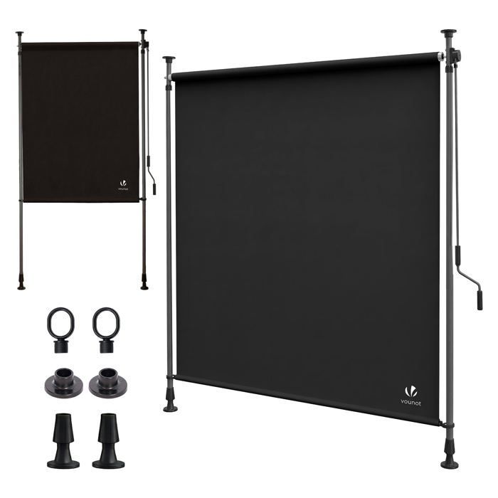 Persiana vertical VOUNOT®, sin necesidad de taladrar, 200x310cm, extensible - Pantalla de privacidad para exteriores para balcón, terraza, jardín - Poliéster - Antracita