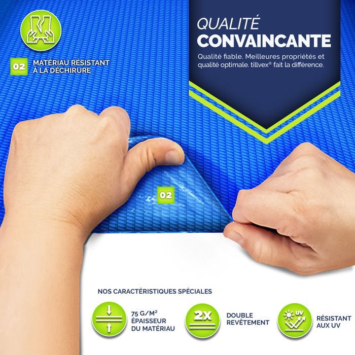 Alfombrilla para piscina tillvex® 295x206cm | Alfombrilla para piscina elevada | Rectangular y redonda | Protector de suelo para piscina