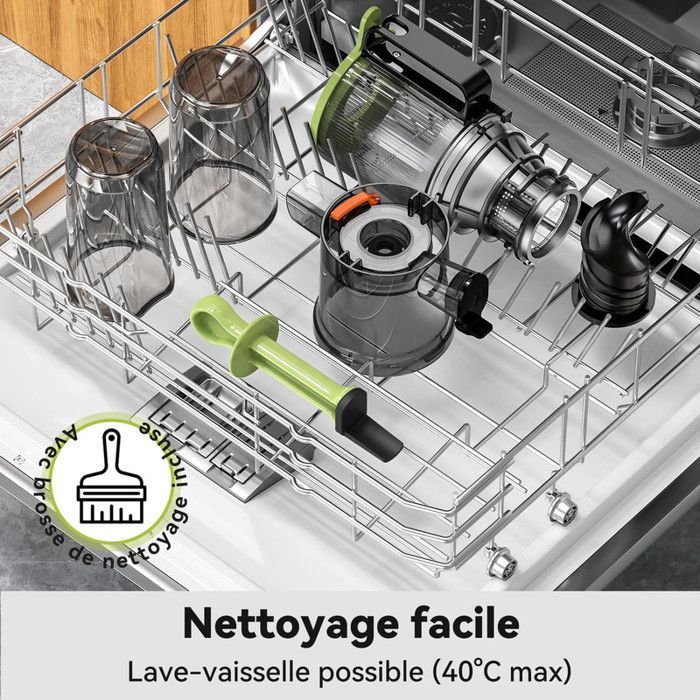 No Preparation Juicer, Quick Cleaning and Installation, 115mm Slow Juicer, 99% Juice Yield, 1.2L