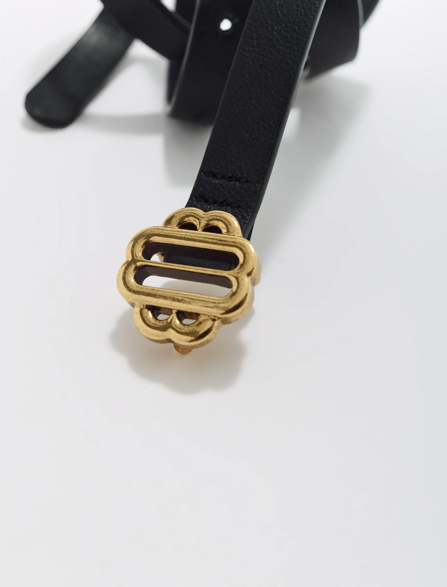 Dunne zwarte leren riem - Zwart
