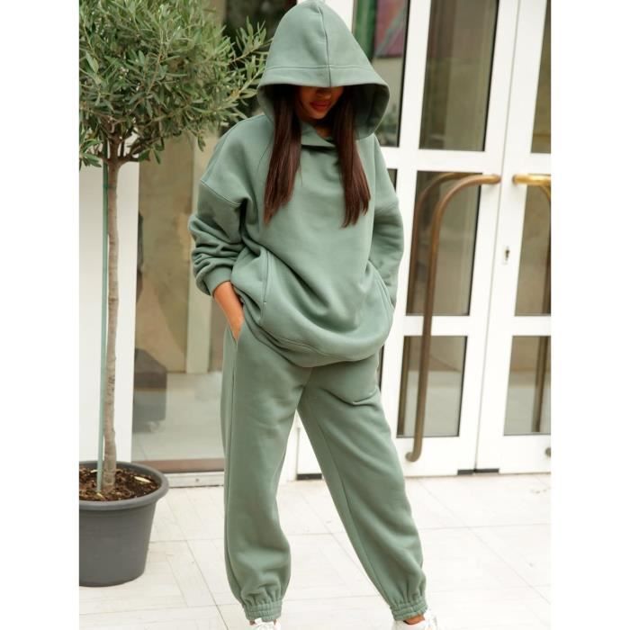 Chándal de mujer talla grande - Verde - Manga larga - Transpirable