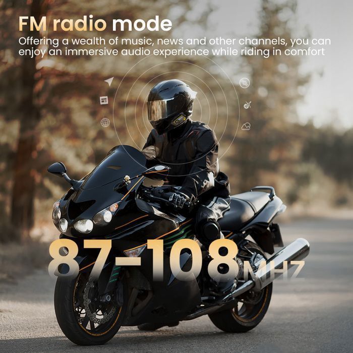 Kit de intercomunicación Bluetooth para casco de motocicleta GEARELEC con micrófono, alcance de 1500 m, para 6 motoristas, resistente al agua IPX67, respuesta automática, color rojo.