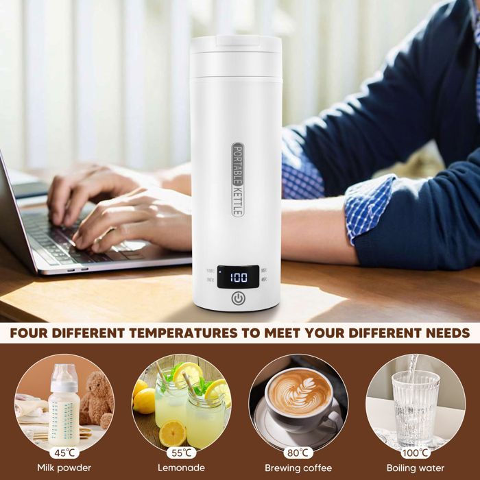 Bollitore elettrico da viaggio TTLIFE da 500 ml, 300 W - Portatile, in acciaio inox 316, bianco