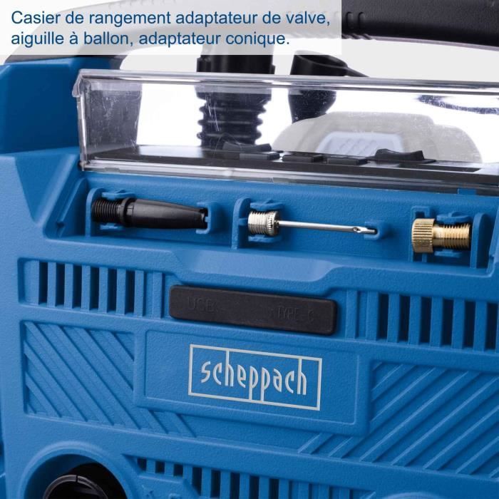 Compresseur sans fil Airforce 6 - pression max 10,3bars - 6 accessoires inclus - SCHEPPACH 20V IXES - sans batterie ni chargeur