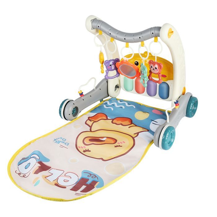YIPEEMA. Alfombra de juegos y andador 2 en 1 para bebés, alfombra de juegos - área de actividades, con cuatro ruedas, gris, 41*69*45 cm.