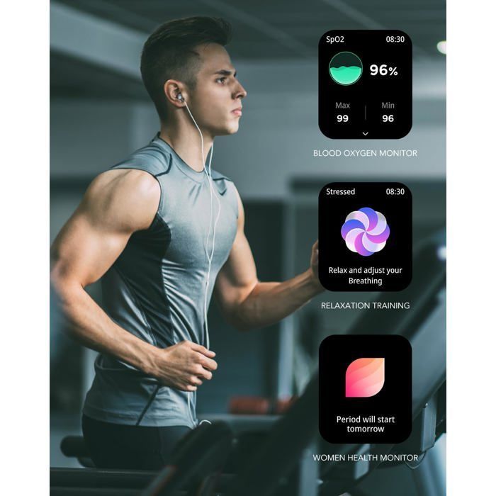 Smartwatch V7 con monitoraggio attività, cardiofrequenzimetro, GPS e ossigeno nel sangue per uomo e donna [YC721]