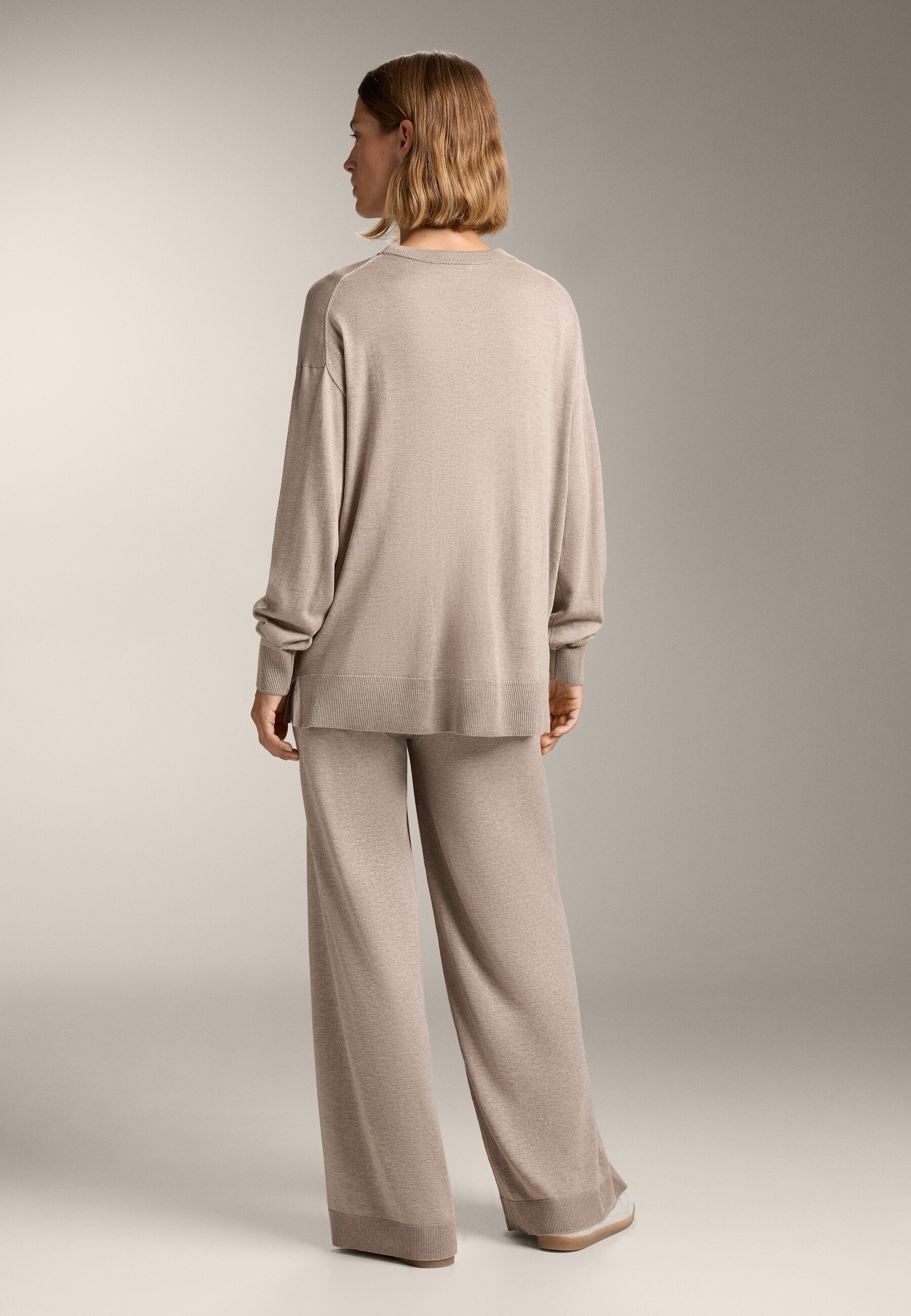 OYSHO 10% CASHMERE LAVORAZIONE A MAGLIA DRITTA - Pantaloni - beige