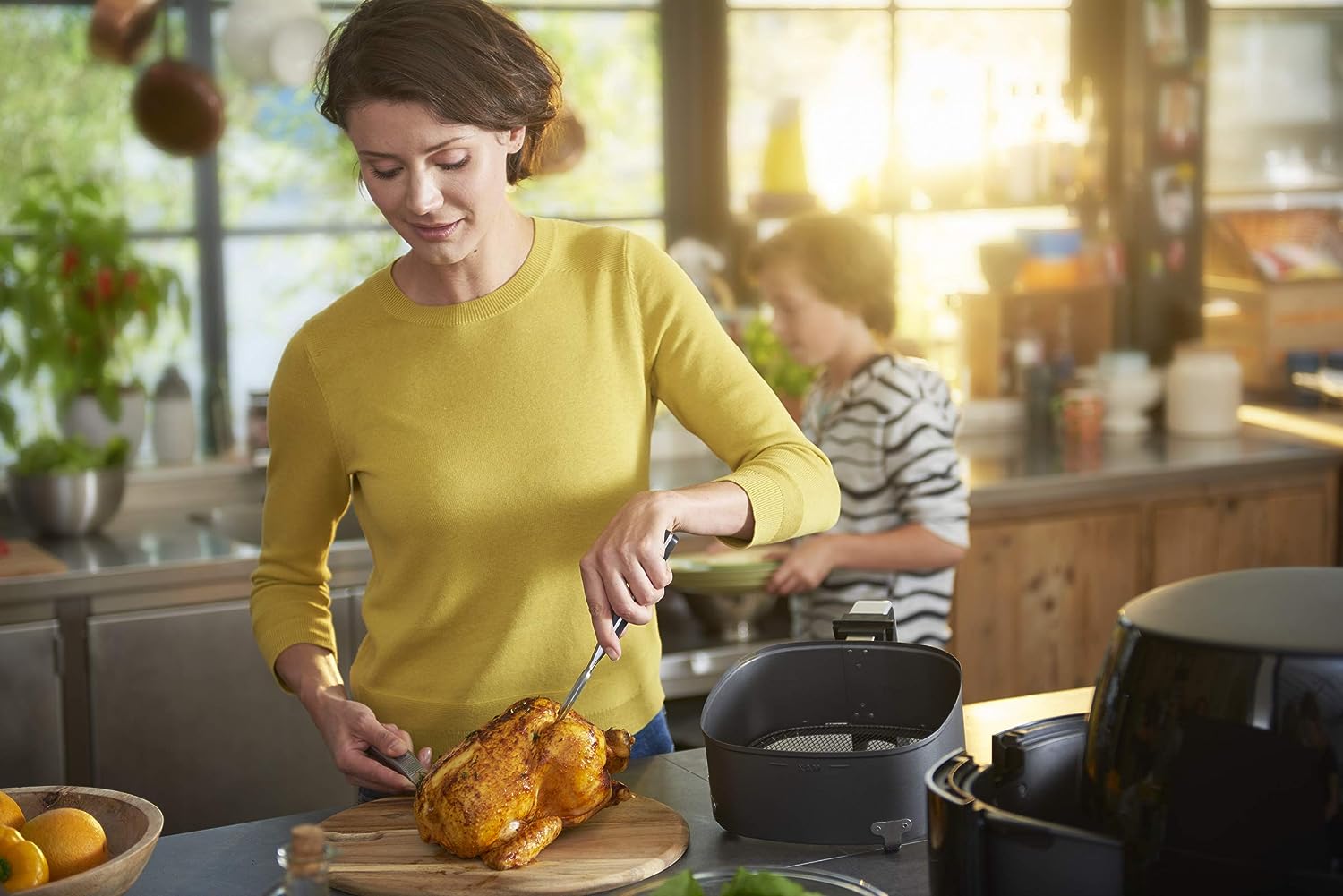 Philips Premium Airfryer XXL med fettborttagningsteknik, 3 lb/7 qt, svart, HD9650/96