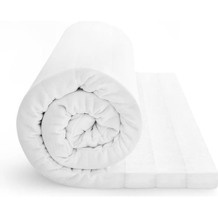 Cubrecolchón de 160x200 - Cubrecolchón de espuma fría Comfort - Funda de tela forrada - Soporte equilibrado - 5 cm de altura