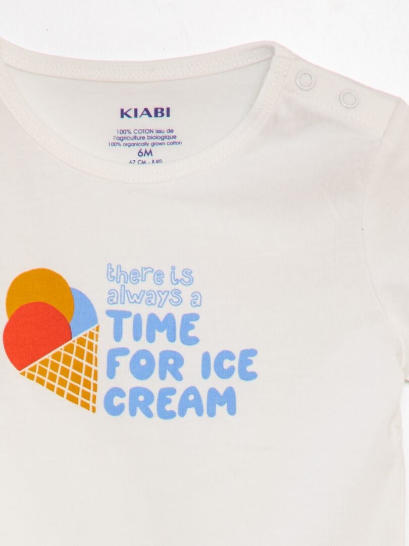 Conjunto de camiseta e shorts de algodão - 2 peças - BRANCO