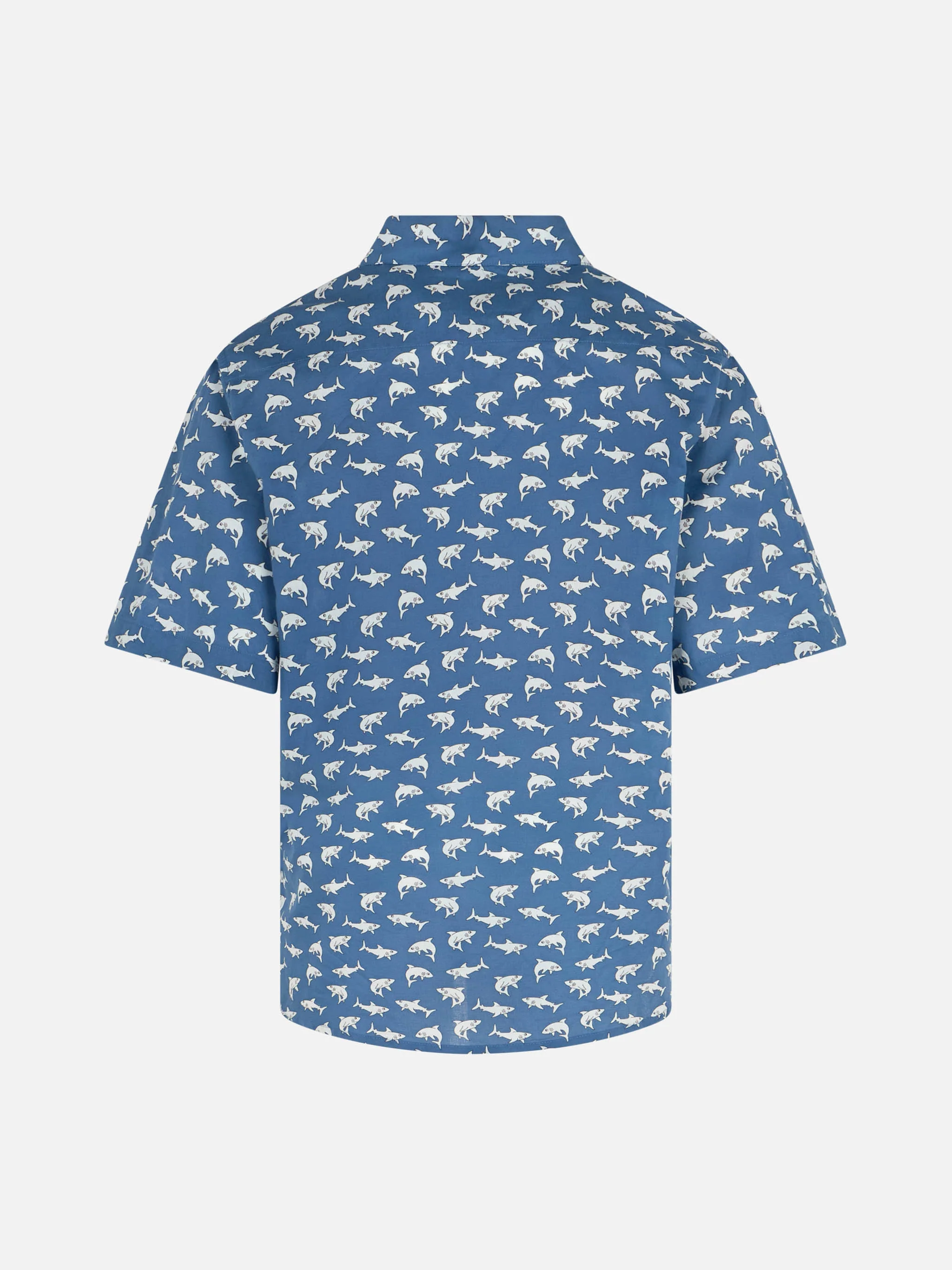 Camisa de algodão musselina com estampa de tubarão Sharouk da Blue Boy